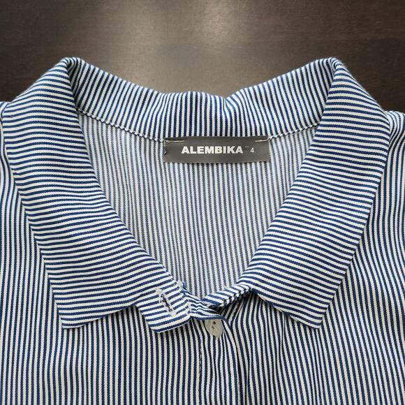 Alembika Stripe Button Down Tunic Blouse Size 4/Women's 12-14 - Picture 4 of 8